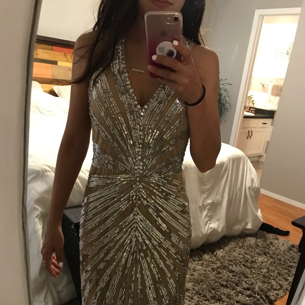 Nude sequin formal gown